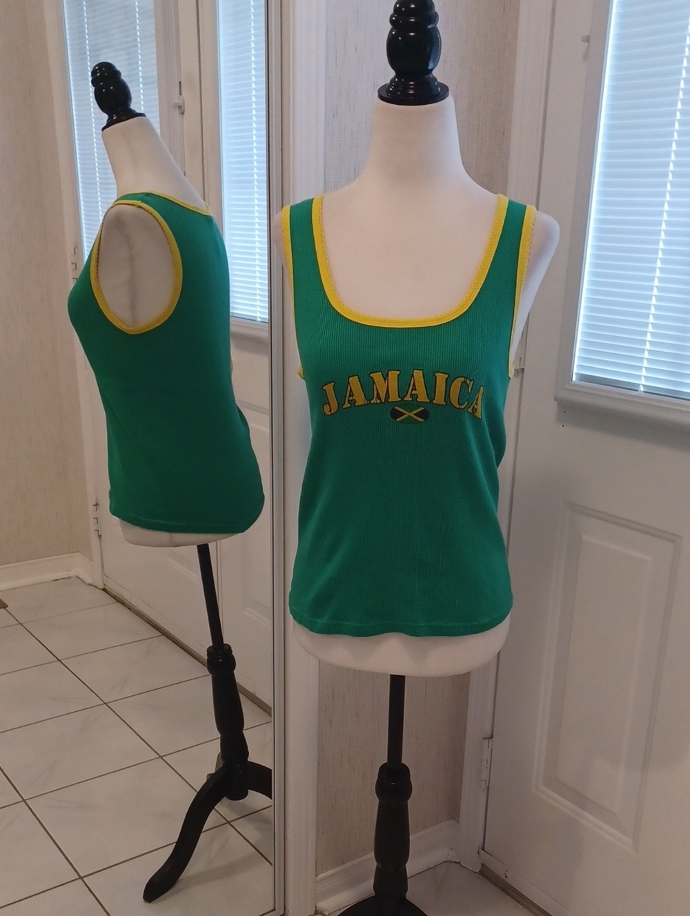 4/$60 New Jamaica Green Tank Top with Yellow Trim - Fits Size Medium/Large